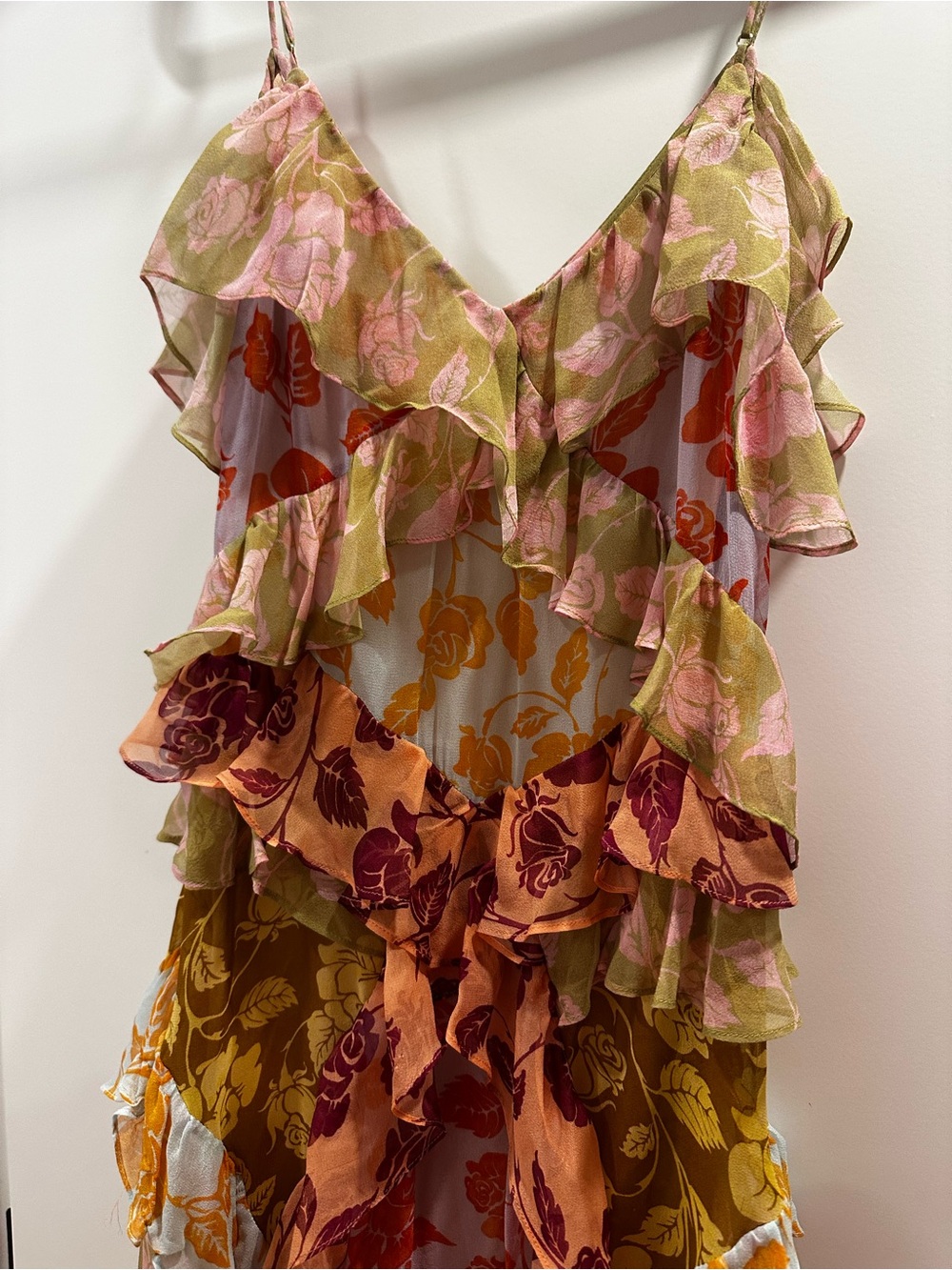 Zimmermann Floral Ruffle Maxi Dress - Pink, Gold, Rust - Picture 2 of 6